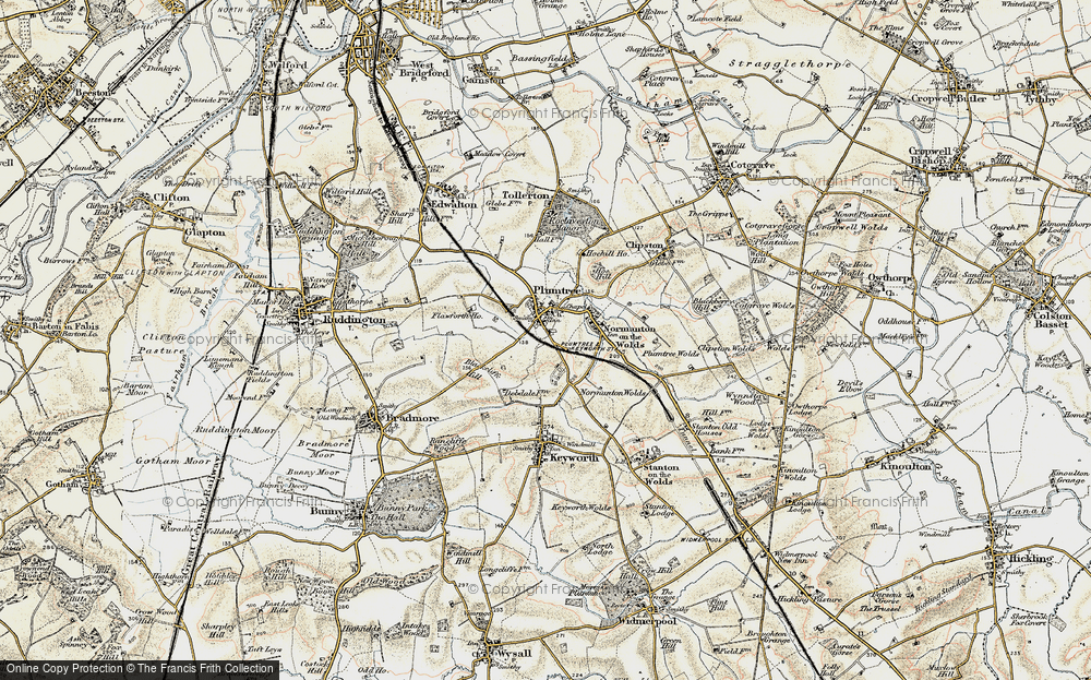 Old Map of Historic Map covering Blackcliffe Hill in 1902-1903