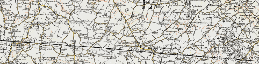 Old map of Plumtree Green in 1897-1898