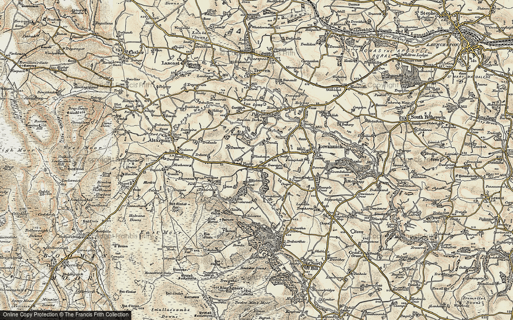 Old Map of Historic Map covering Tolcarne in 1900