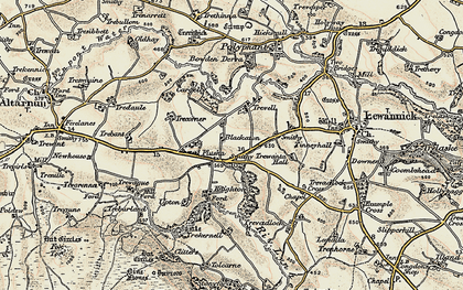 Old map of Plusha in 1900