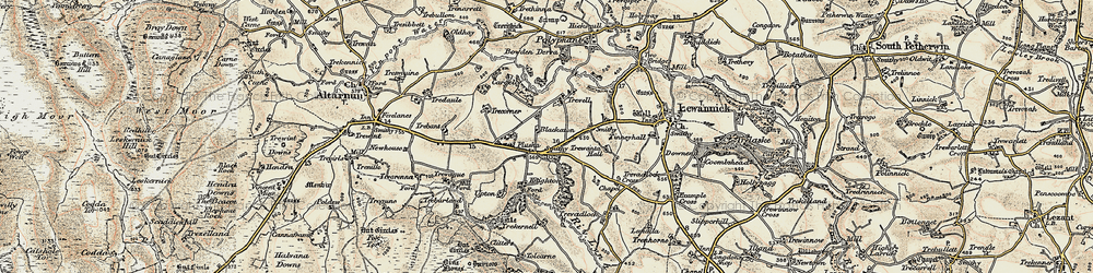 Old map of Bowden Derra Hotel in 1900