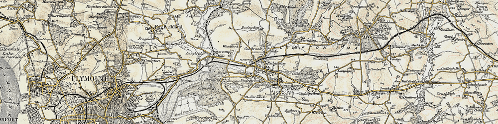 Old map of Plympton in 1899-1900