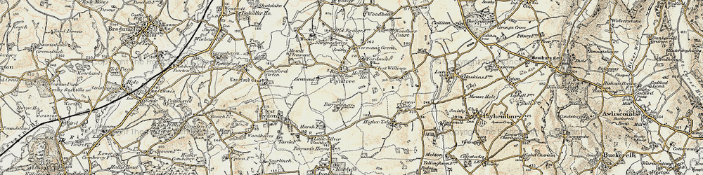 Old map of Plymtree in 1898-1900