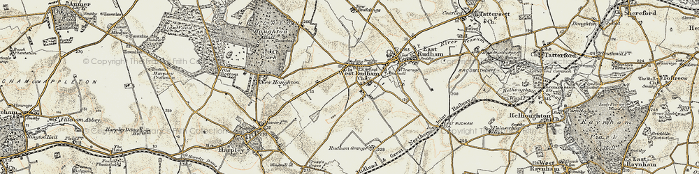 Old map of Pockthorpe in 1901-1902
