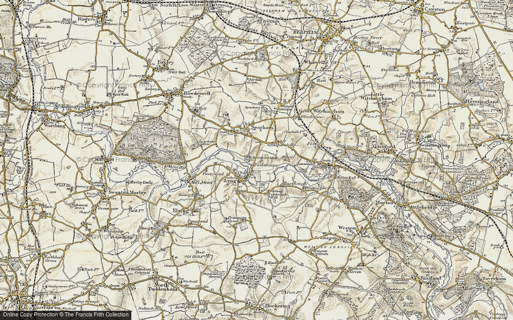 Old Map of Pockthorpe, 1901-1902 in 1901-1902