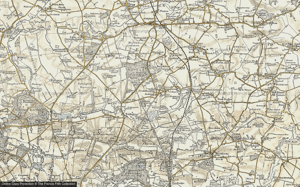 Old Map of Pockthorpe, 1901-1902 in 1901-1902