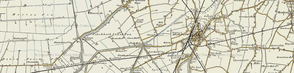 Old map of Pode Hole in 1901-1903