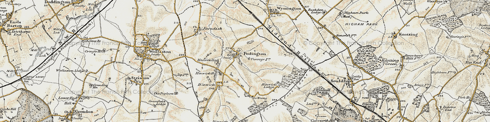 Old map of Podington in 1898-1901