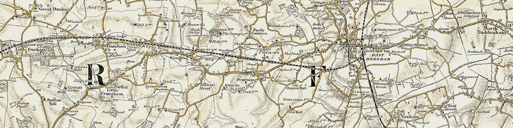 Old map of Podmore in 1901-1902