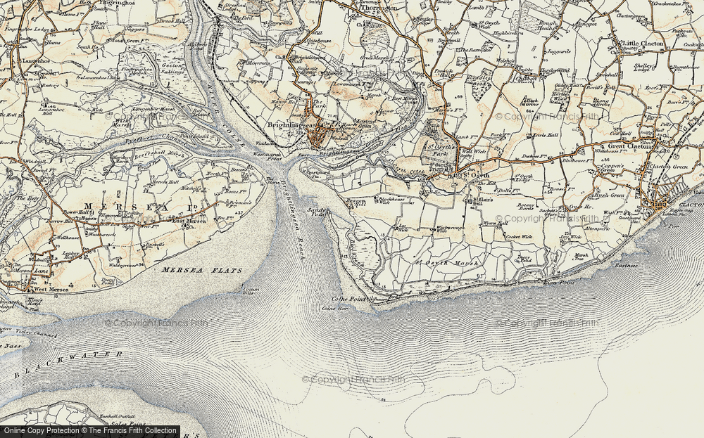 Old Map of Historic Map covering Brightlingsea Reach in 1898-1899