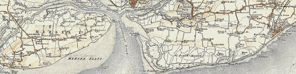 Old map of Brightlingsea Reach in 1898-1899