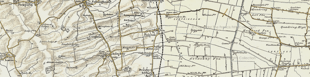 Old map of Pointon in 1902-1903