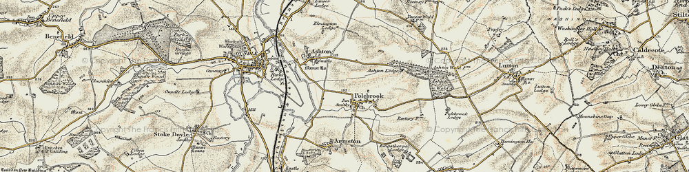 Old map of Polebrook in 1901-1902