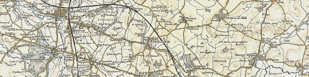 Old map of Polesworth in 1901-1902