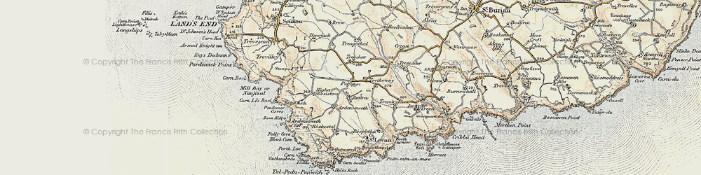 Old map of Polgigga in 1900