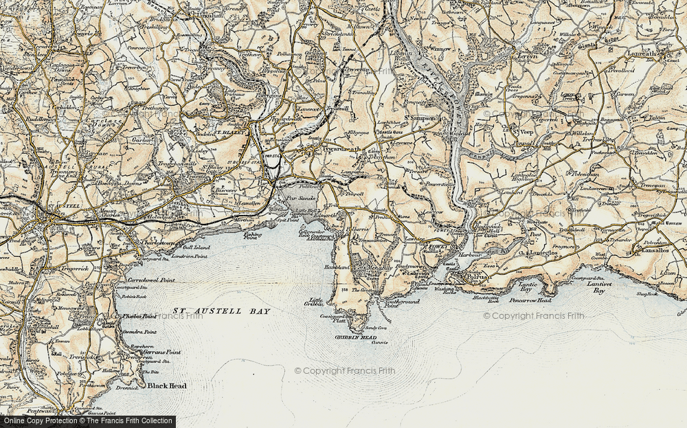 Old Map of Historic Map covering Menabilly in 1900