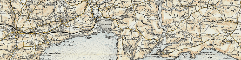 Old map of Polkerris in 1900