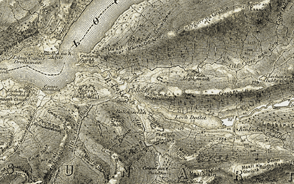 Old map of Allt Camas Bhlathain in 1906-1908