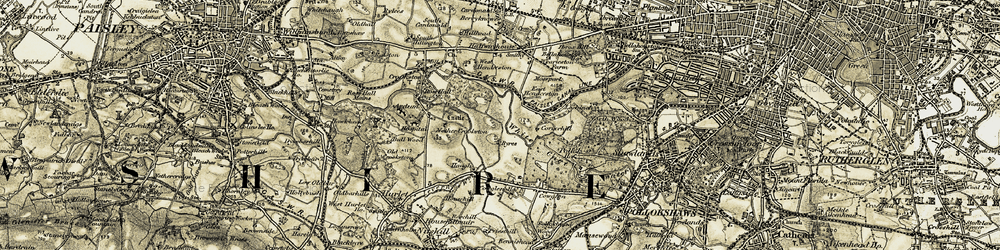 Old map of Pollok in 1904-1905