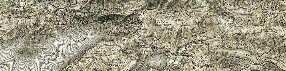 Old map of Beinn Chaorach in 1906-1908