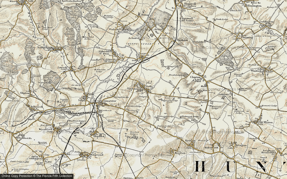 Old Map of Historic Map covering Bottom Lodge in 1901-1902
