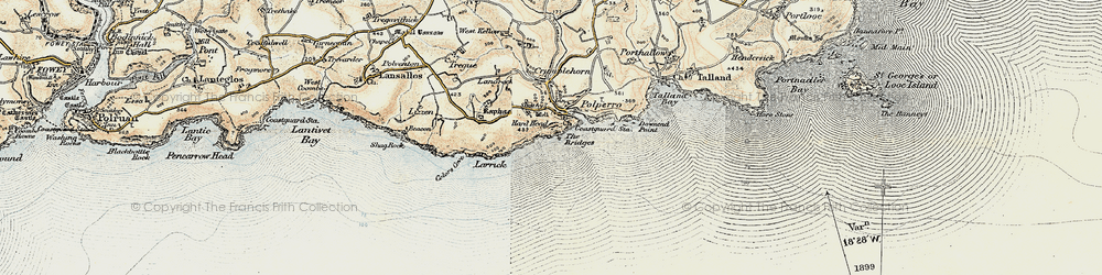 Old map of Polperro in 1900