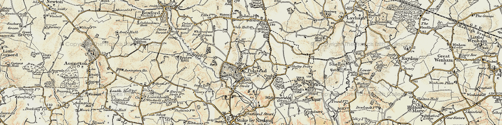 Old map of Polstead in 1898-1901