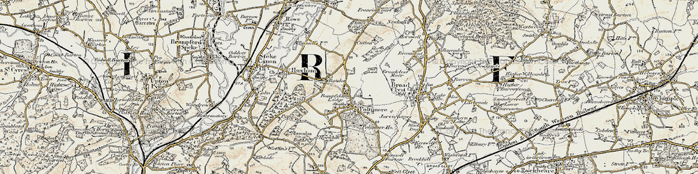 Old map of Poltimore in 1898-1900