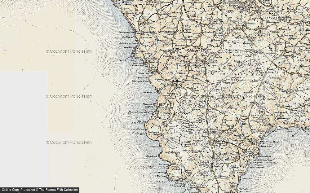 Old Map of Historic Map covering Poldhu Point in 1900