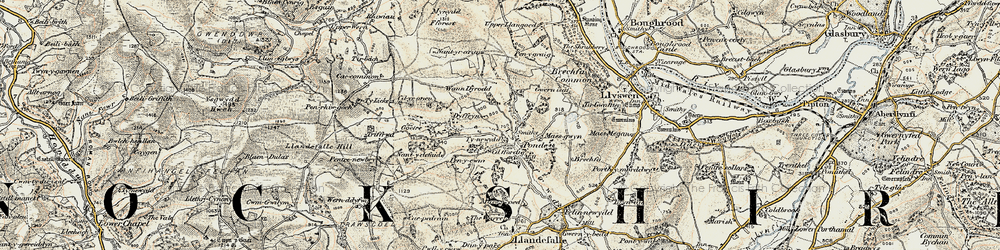 Old map of Brechfa Pool in 1900-1902