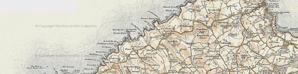 Old map of Zennor Head in 1900