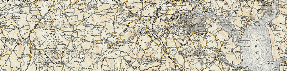 Old map of Ponsanooth in 1900