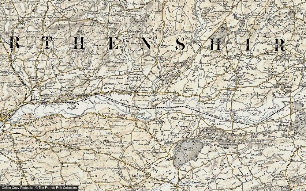 Old Map of Historic Map covering Abercothi Ho in 1901