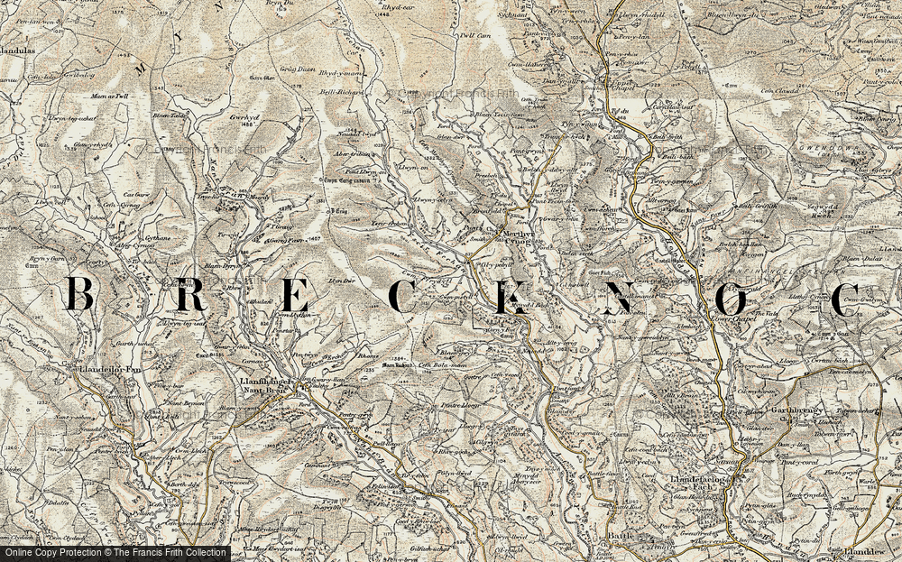 Old Map of Historic Map covering Yscirfechan in 1900-1902