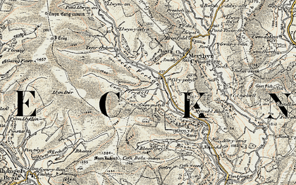 Old map of Pont Rhyd-y-berry in 1900-1902
