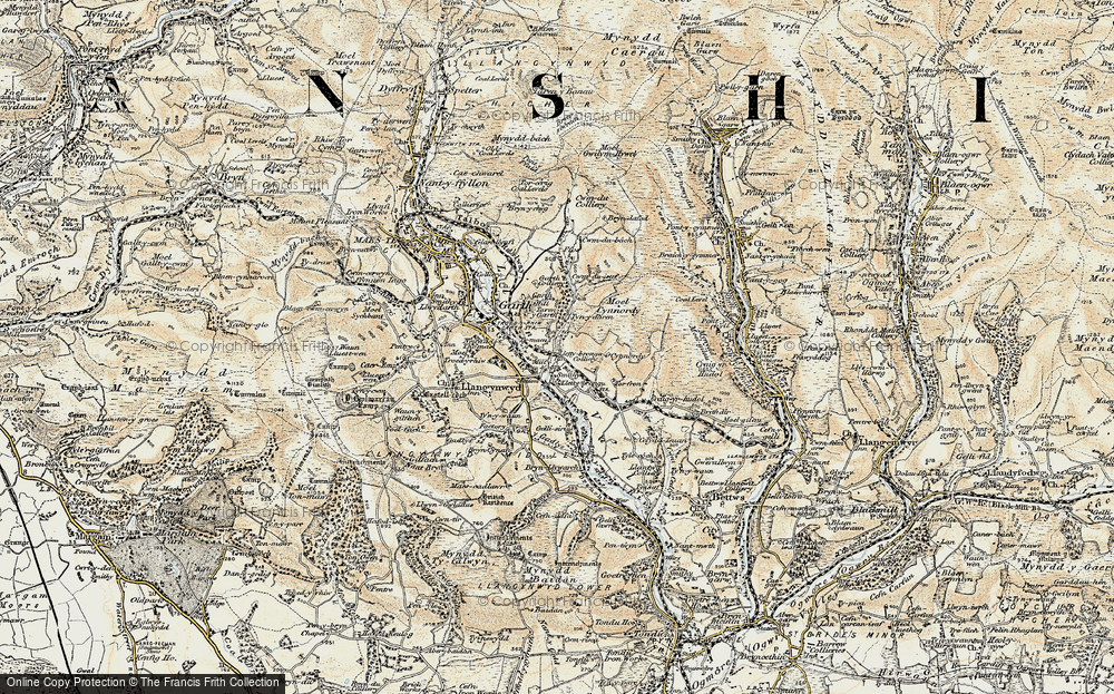 Old Map of Pont Rhyd-y-cyff, 1900-1901 in 1900-1901