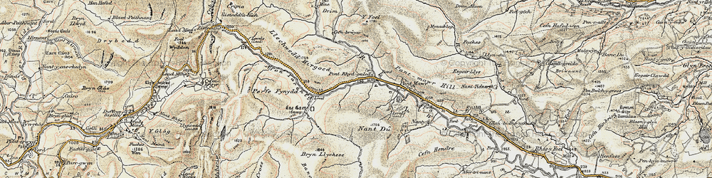Old map of Bryn Llychese in 1901-1903