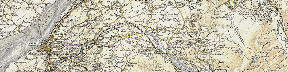 Old map of Bryn Bras Castle in 1903-1910