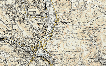 Old map of Pont Siôn Norton in 1899-1900
