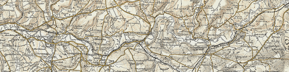 Old map of Pont-Tyweli in 1901