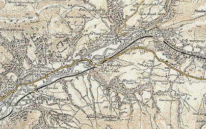 Old map of Pont-Walby in 1900