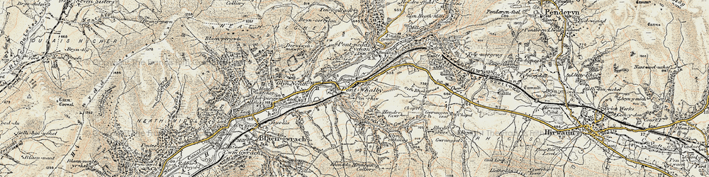 Old map of Pont-Walby in 1900