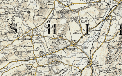 Old map of Pont-y-wal in 1900-1902
