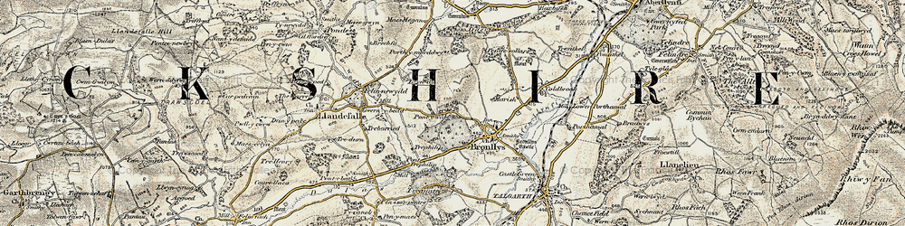 Old map of Pont-y-wal in 1900-1902
