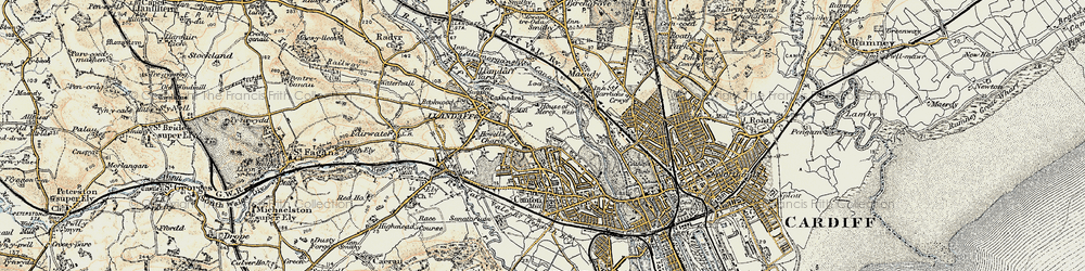 Old map of Pontcanna in 1899-1900