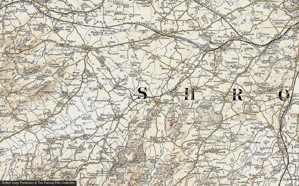 Old Map of Pontesbury, 1902 in 1902