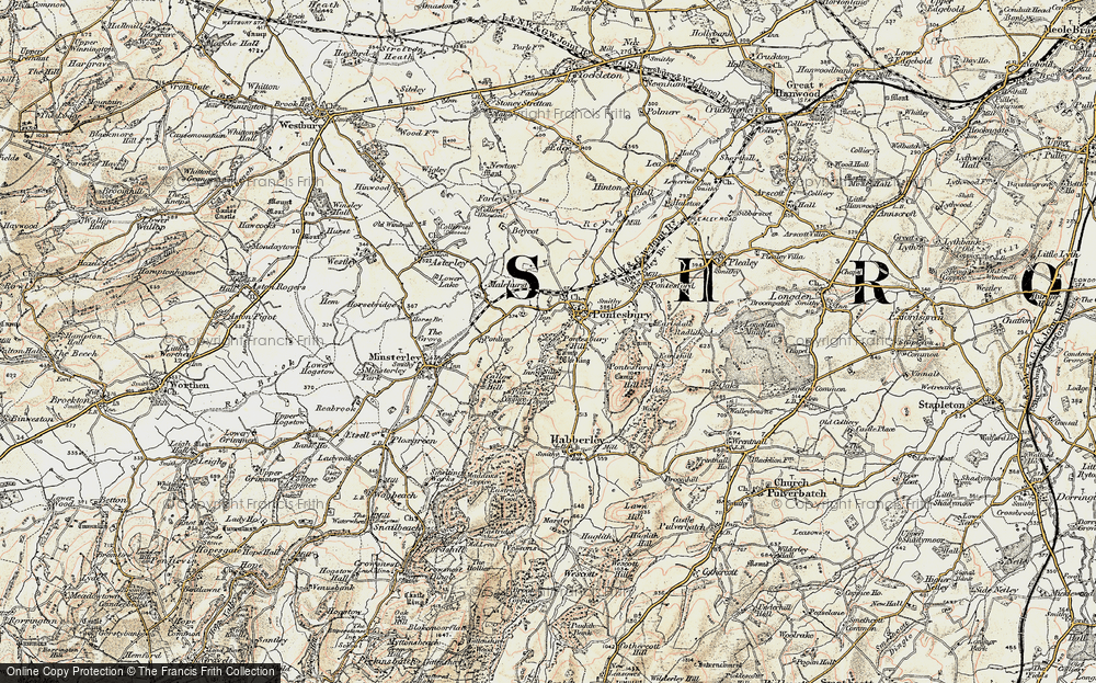 Old Map of Pontesbury Hill, 1902-1903 in 1902-1903