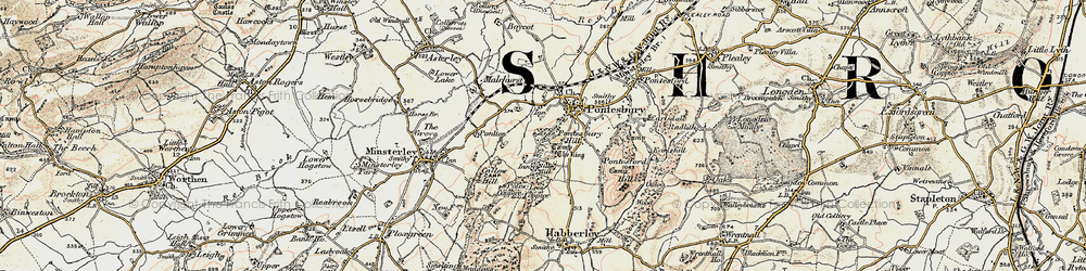 Old map of Pontesbury Hill in 1902-1903