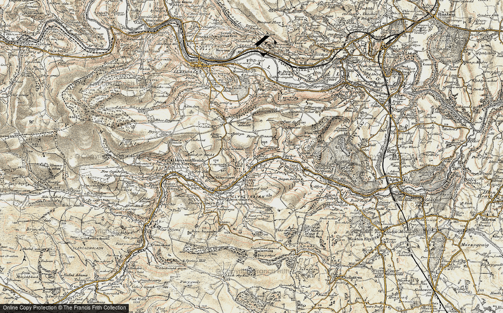 Old Map of Historic Map covering Brynarddyn in 1902-1903