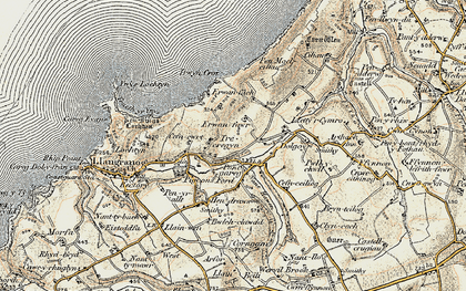 Old map of Pontgarreg in 1901-1903